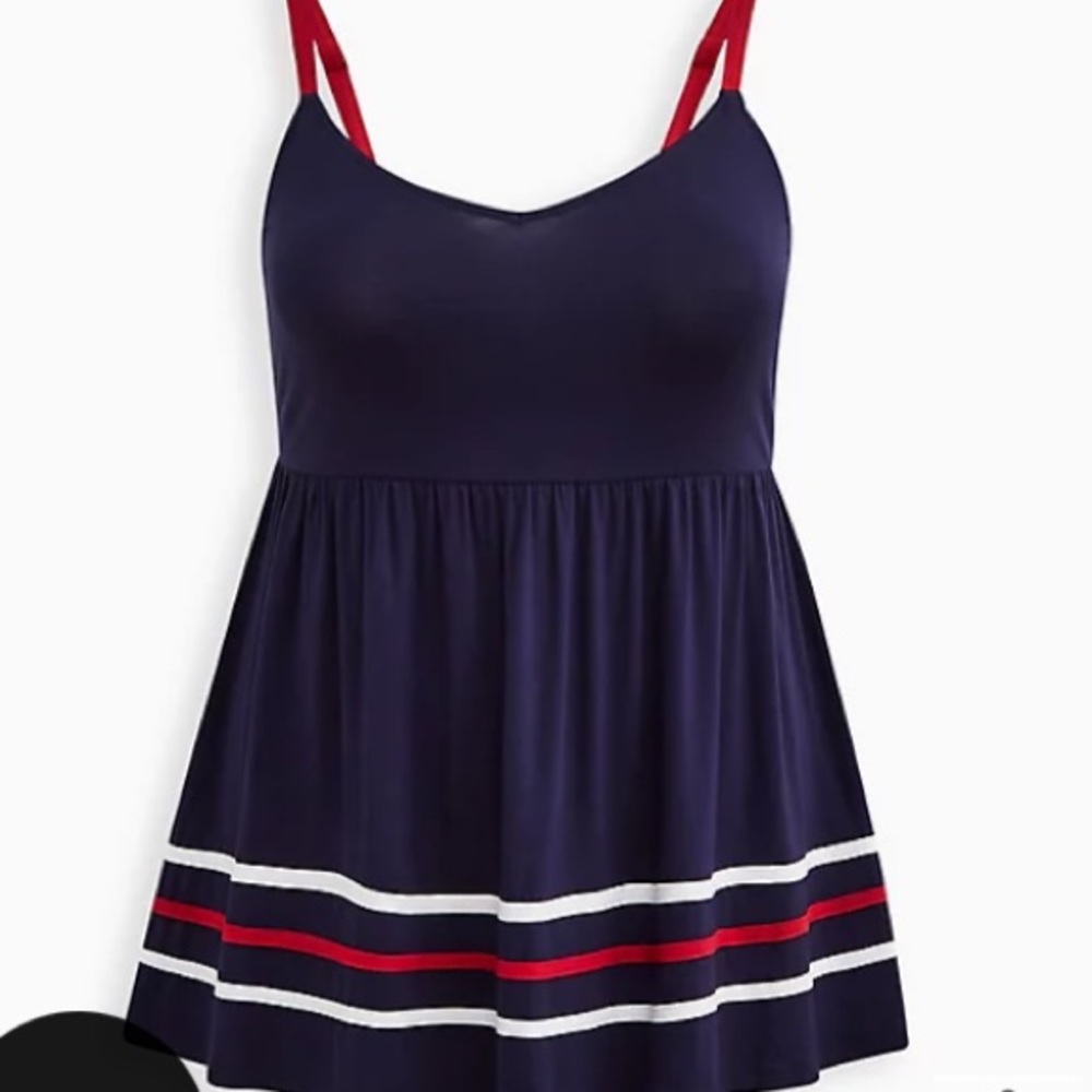 Baby Doll Tank Navy, red and white 4X